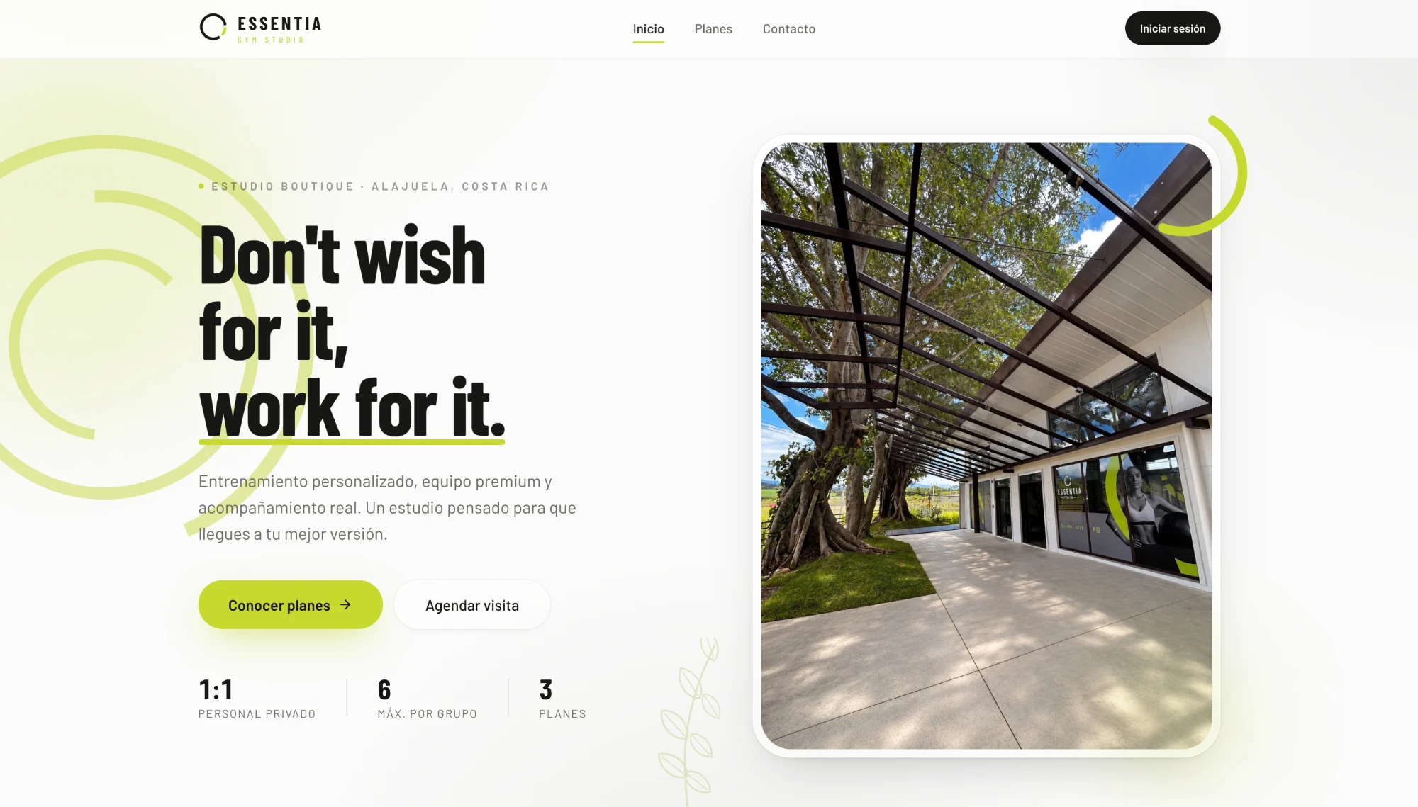 Sitio web de Essentia Gym Studio